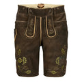 Brown shorts with floral embroidery on a white background