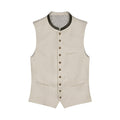Beige vest with button details on a white background