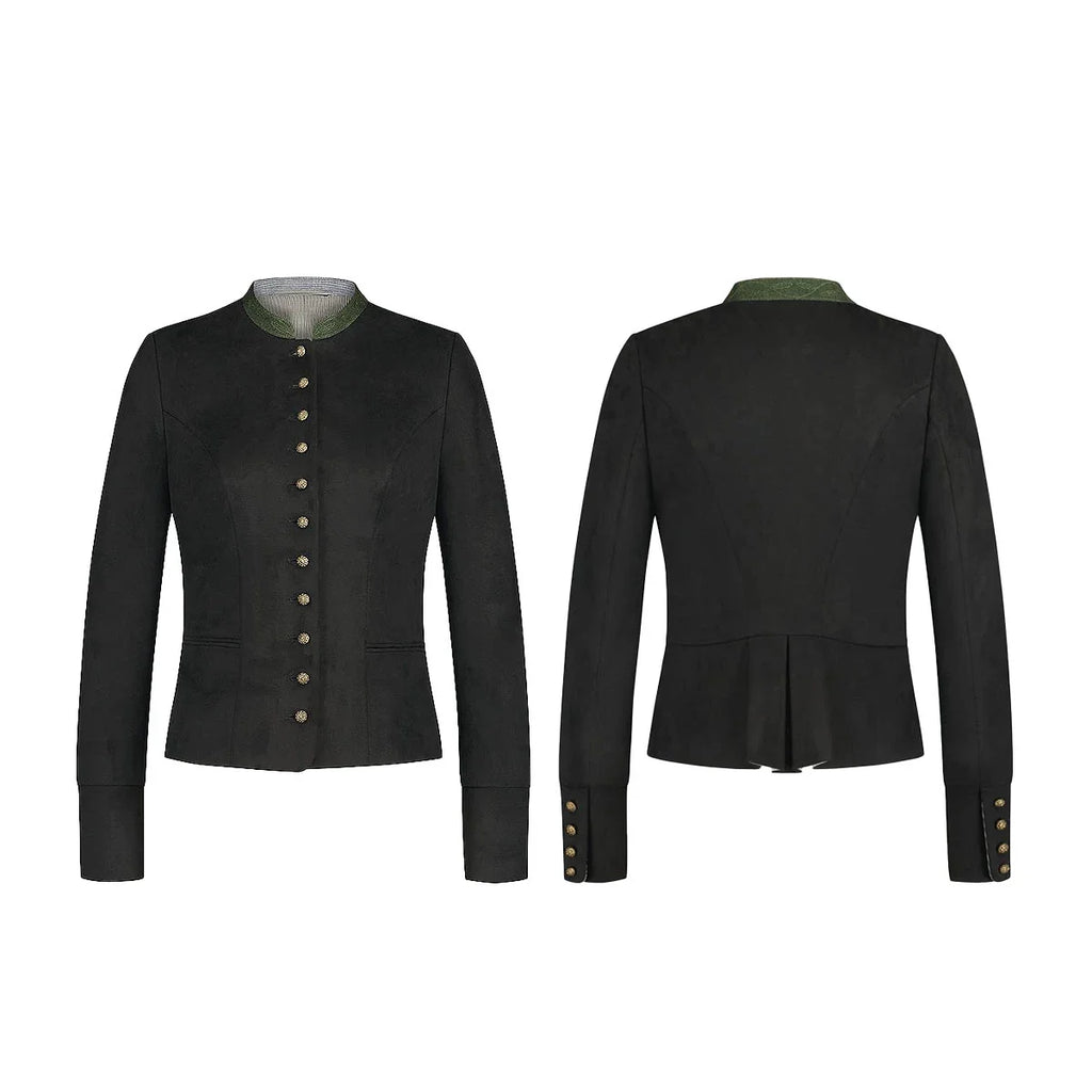 Black Dirndl jacket with embroidery on Collar front and back side