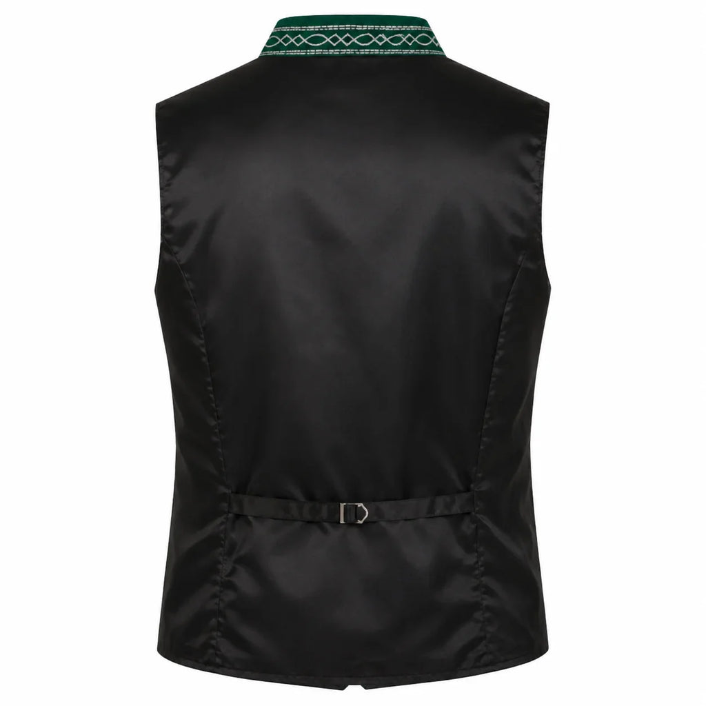 Men's Traditional Brown Trachten Vest with Green Trim