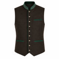 Men's Traditional Brown Trachten Vest with Green Trim