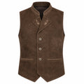 Men's Brown Suede Leather Trachten Vest