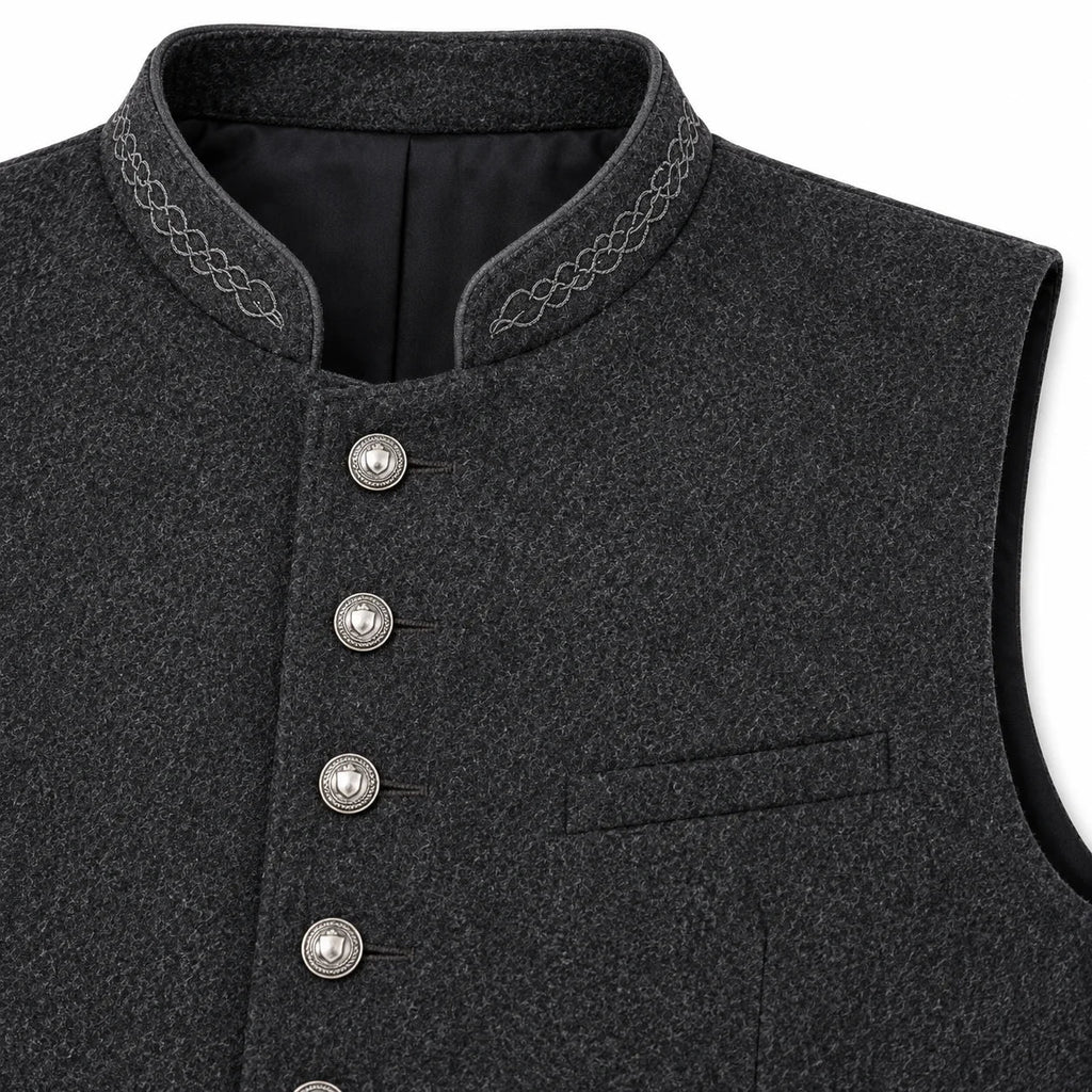 Men's Dark Gray Traditional Trachten Vest