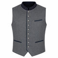 Men's Heather Gray Trachten Vest with Navy Trim