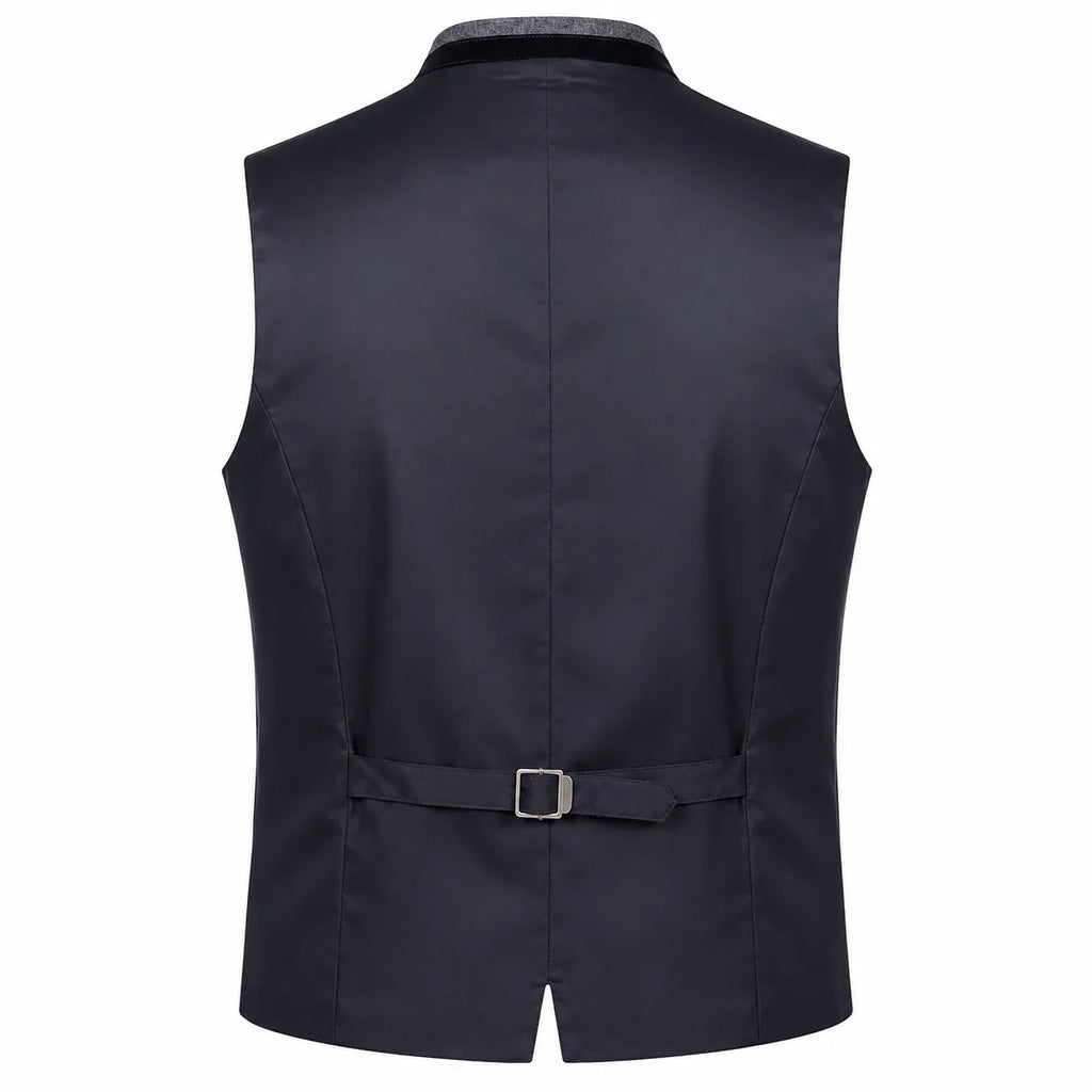 Men's Light Gray Trachten Vest with Black Trim