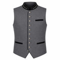 Men's Light Gray Trachten Vest with Black Trim