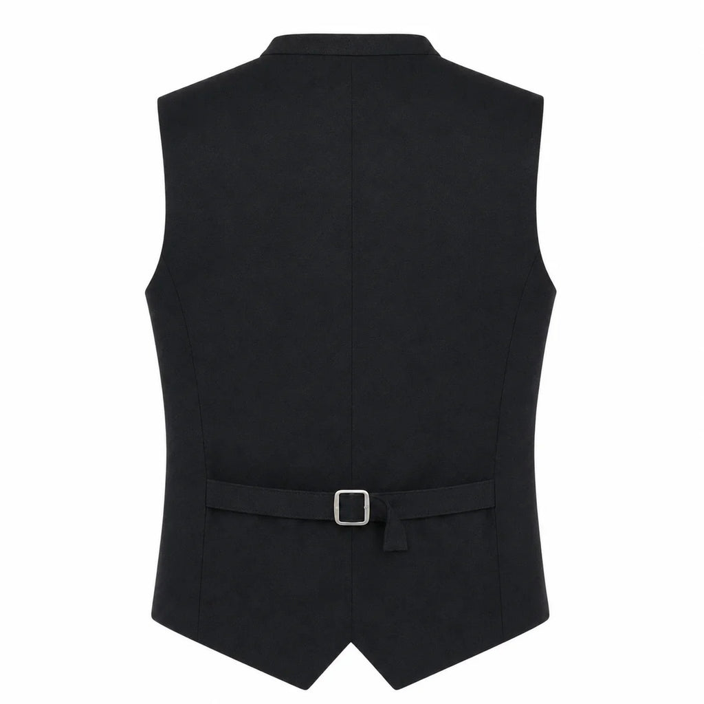 Men's Navy Blue Suede Trachten Vest with Charcoal Collar