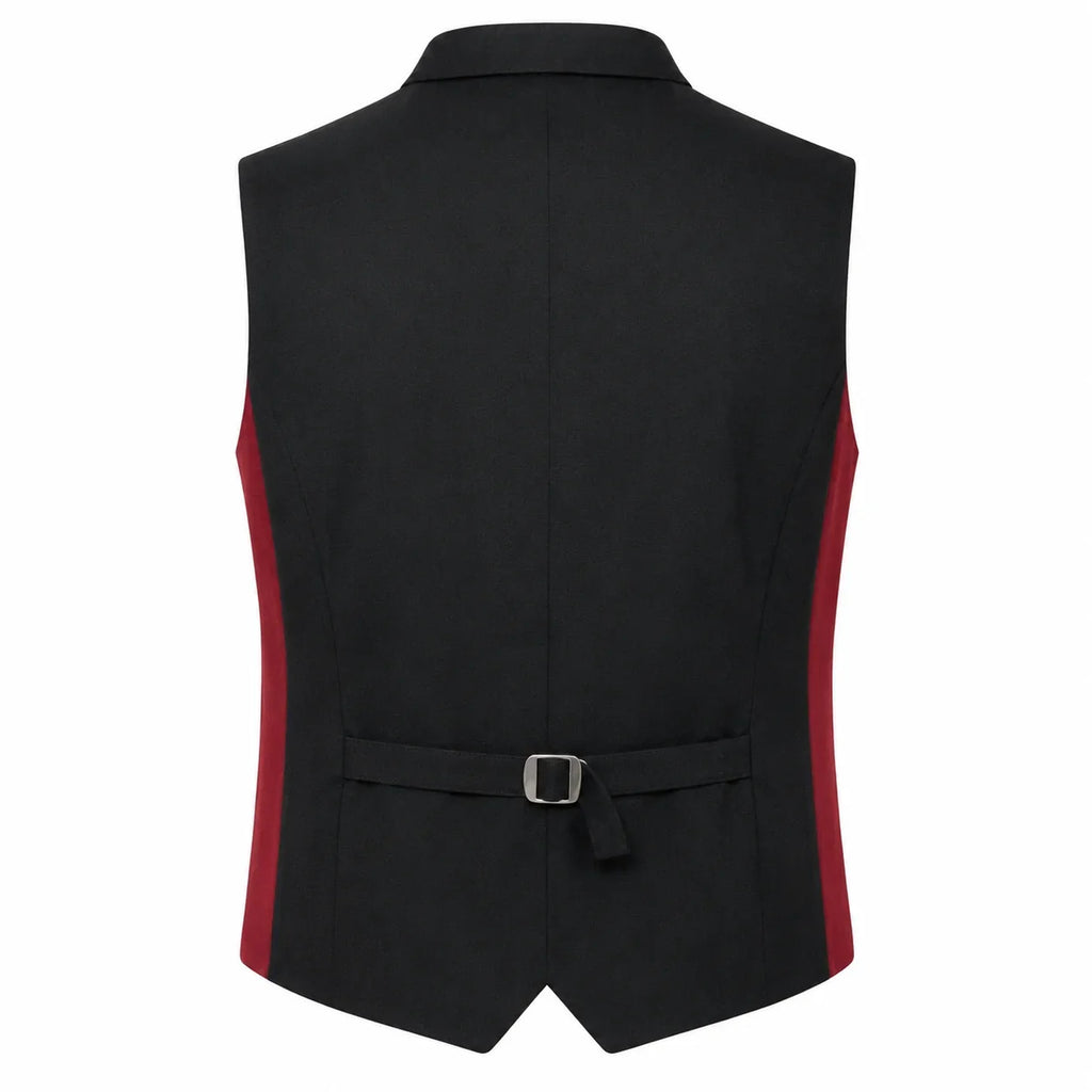 Men's Traditional Red Trachten Vest with Black Trim