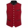 Men's Traditional Red Trachten Vest with Black Trim