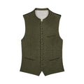 Green patterned vest with buttons on a white background