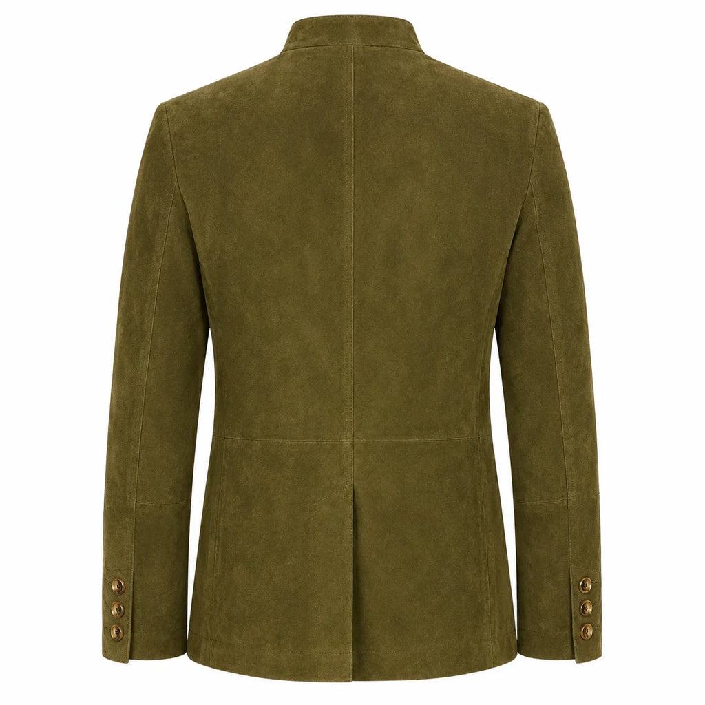 Olive Suede Leather Mens Bavarian Jacket