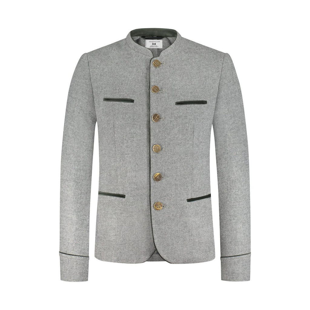 Premium Men Lederhosen Grey Wool Jacket