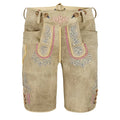 Beige traditional embroidered shorts on a white background